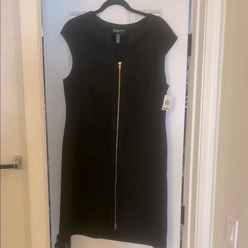 INC Elegant Black Zip-Front Dress